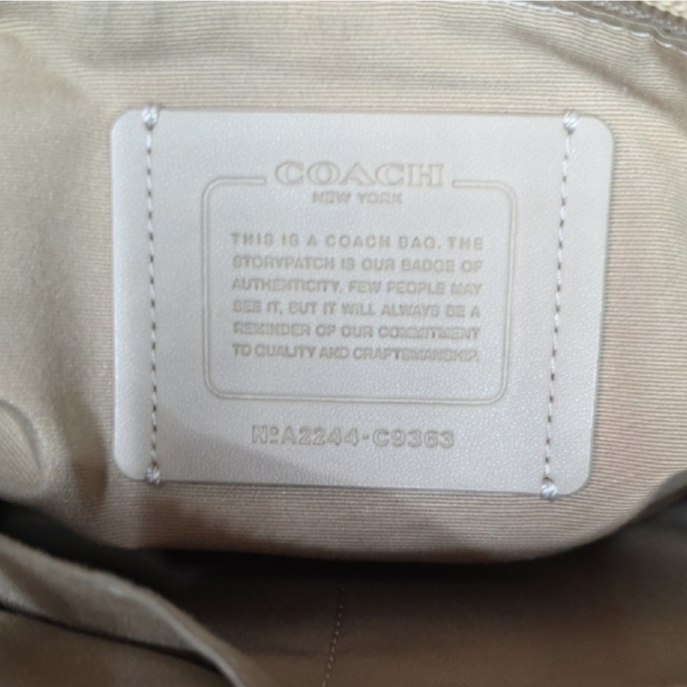 Coach Black and Tan Messenger Bag with Yellow Stripe - Picture 11 of 13